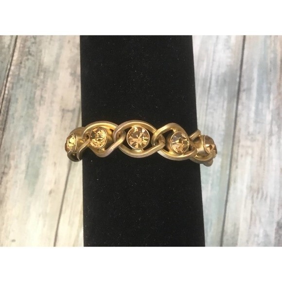 Gold Colored Rhinestone Bracelet - Picture 1 of 2